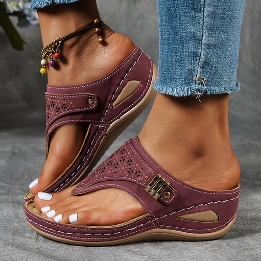 Sandales Cuir Femmes Découpées Violettes Tendance - PanierRoyale