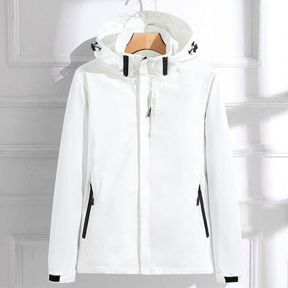 Veste Imperméable Féminine à Capuche avec Poches Zippées