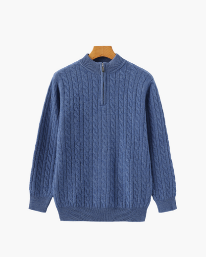 Pull en Maille Bleu Marine et Chaussures en Cuir Mocha Ensemble 2 Pièces