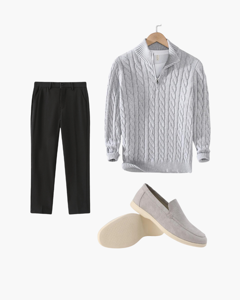 Costume Homme 3 Pièces avec Pull à Cordon et Chaussures - BerlinGlamour
