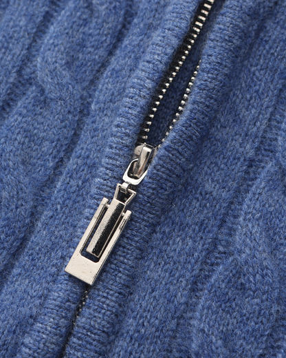 Pull Homme Châle Câble Tricot Épais et Doux au Col Zip