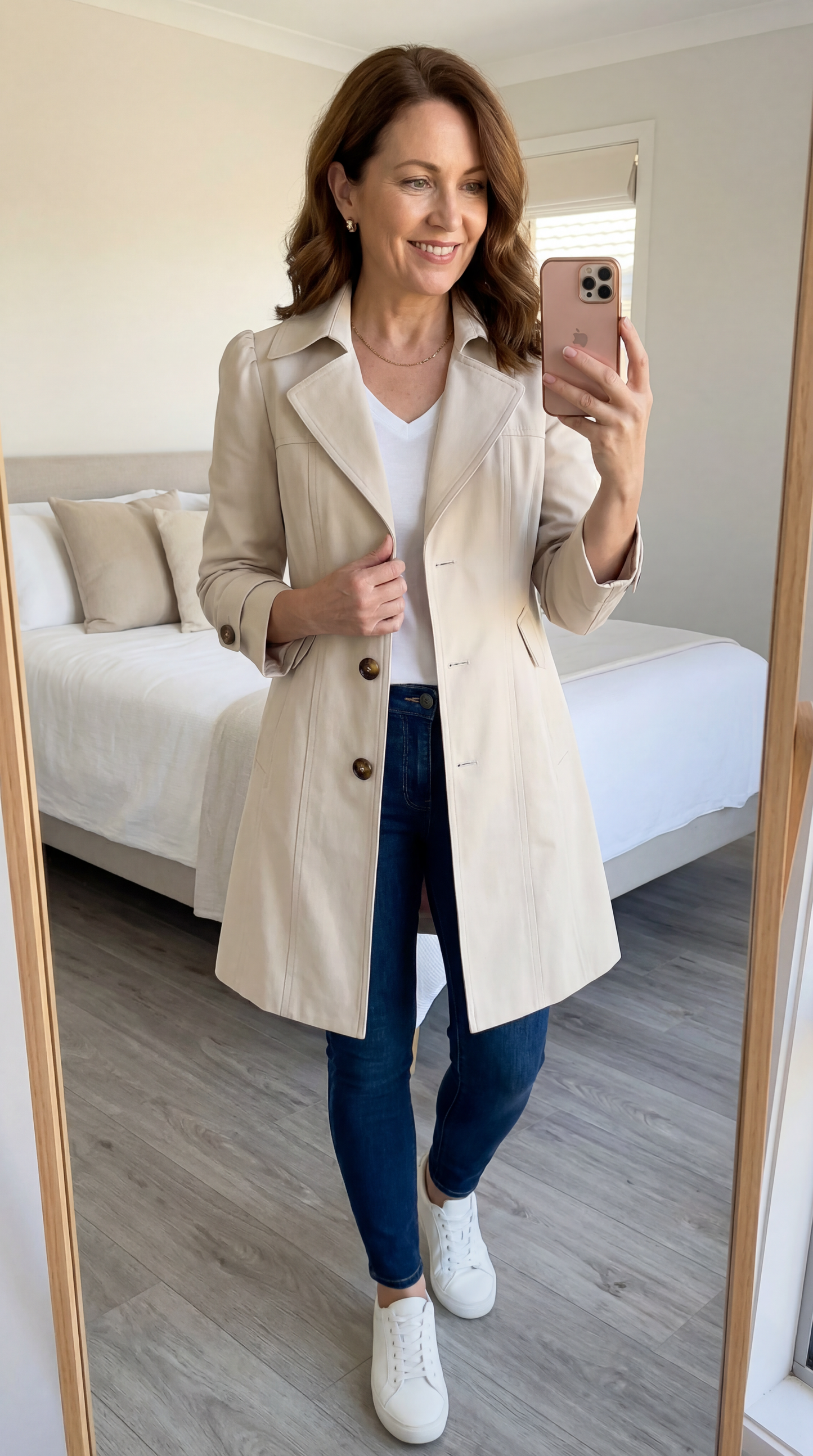 Manteau Trench Femme Coupe Ajustée Style Vintage Classique