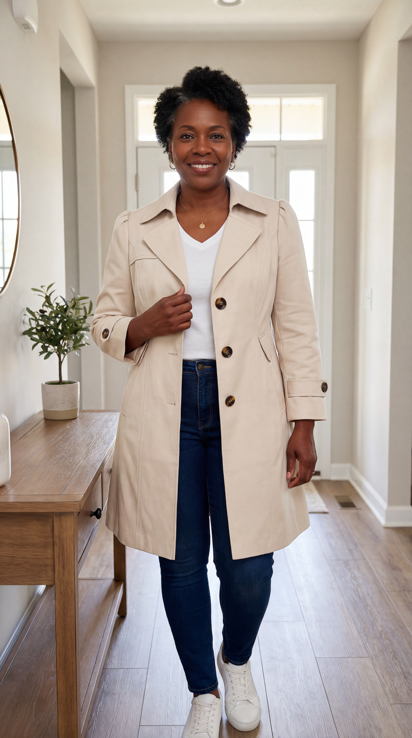 Manteau Trench Femme Coupe Ajustée Style Vintage Classique