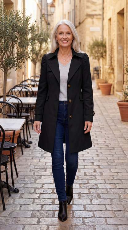 Manteau Trench Femme Coupe Ajustée Style Vintage Classique
