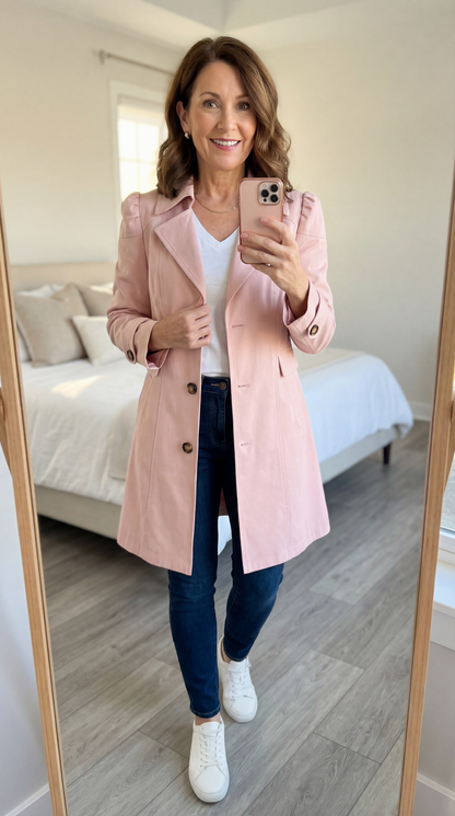 Manteau Trench Femme Coupe Ajustée Style Vintage Classique