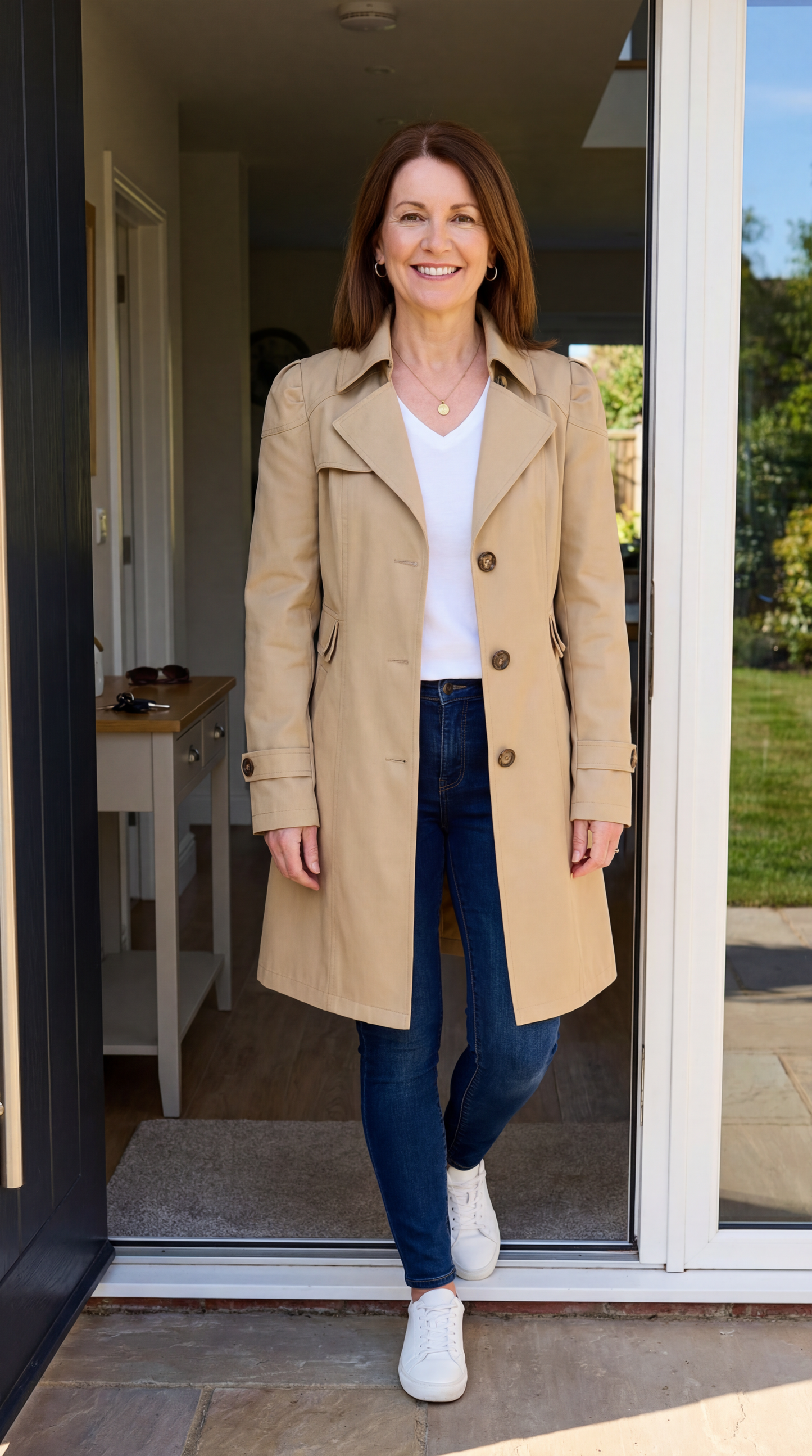 Manteau Trench Femme Coupe Ajustée Style Vintage Classique