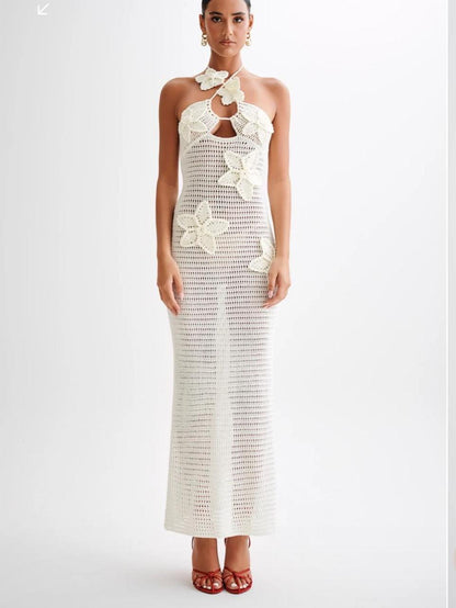 Robe Maxi Femmes à Fleurs avec Col en V