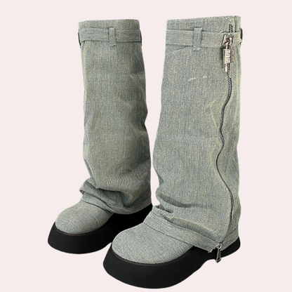 Bottes Hiver Femmes À Talons Hauts en Cuir