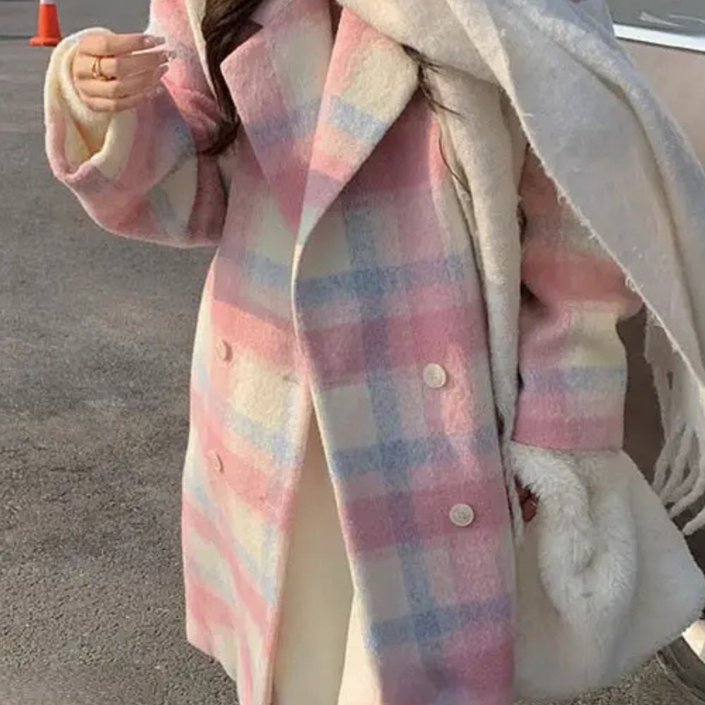 Manteau Long Élegant à Carreaux - vue 4