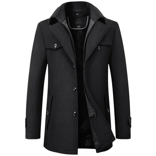Manteau Homme Hiver Noir Tailleur - PanierRoyale