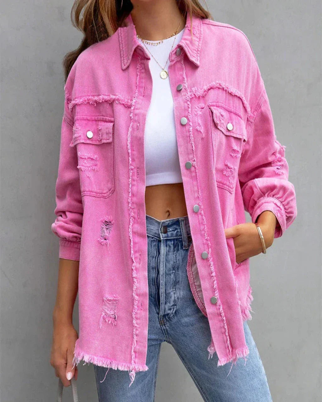 Veste jean femme noir décontractée chic