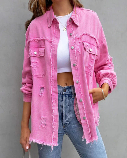 Veste jean femme noir décontractée chic