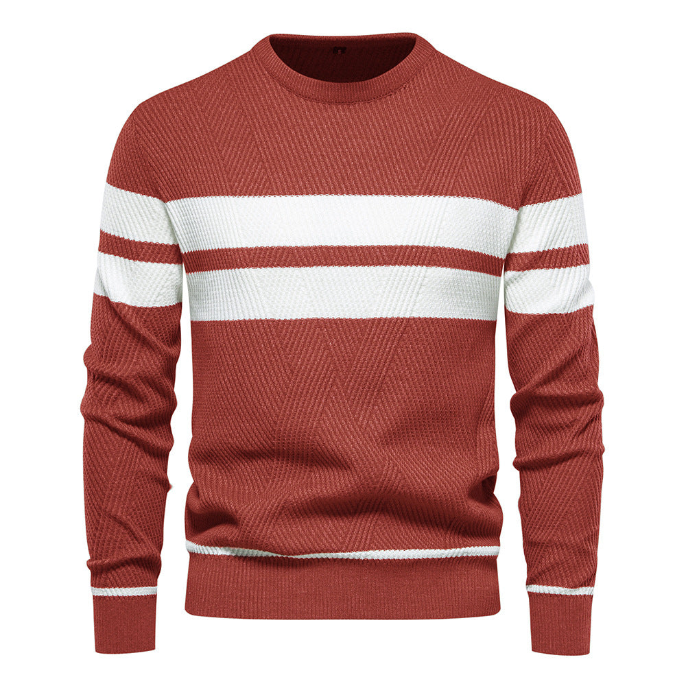 Pull Homme Rayé Col Rond Classique