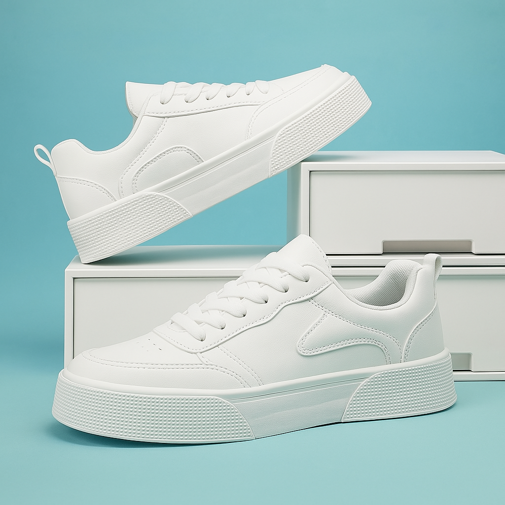 Baskets Minimalistes Blanches Pour Homme | À Lacets