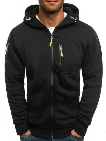 Veste Homme Coton Élégant avec Capuche Zippée