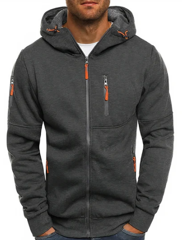 Veste Homme Coton Élégant avec Capuche Zippée