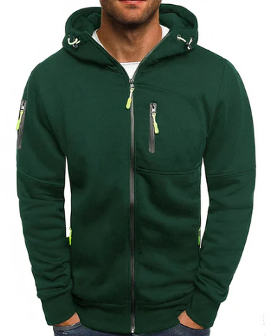 Veste Homme Coton Élégant avec Capuche Zippée