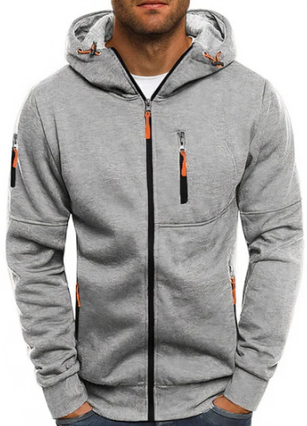 Veste Homme Coton Élégant avec Capuche Zippée