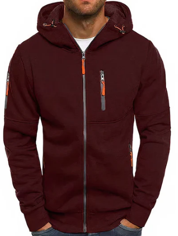 Veste Homme Coton Élégant avec Capuche Zippée