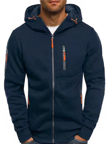 Veste Homme Coton Élégant avec Capuche Zippée