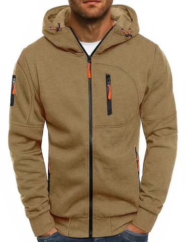 Veste Homme Coton Élégant avec Capuche Zippée
