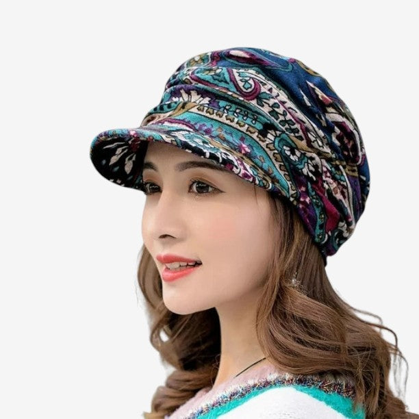 Casquette Hiver Florale avec Oreilles Réglables