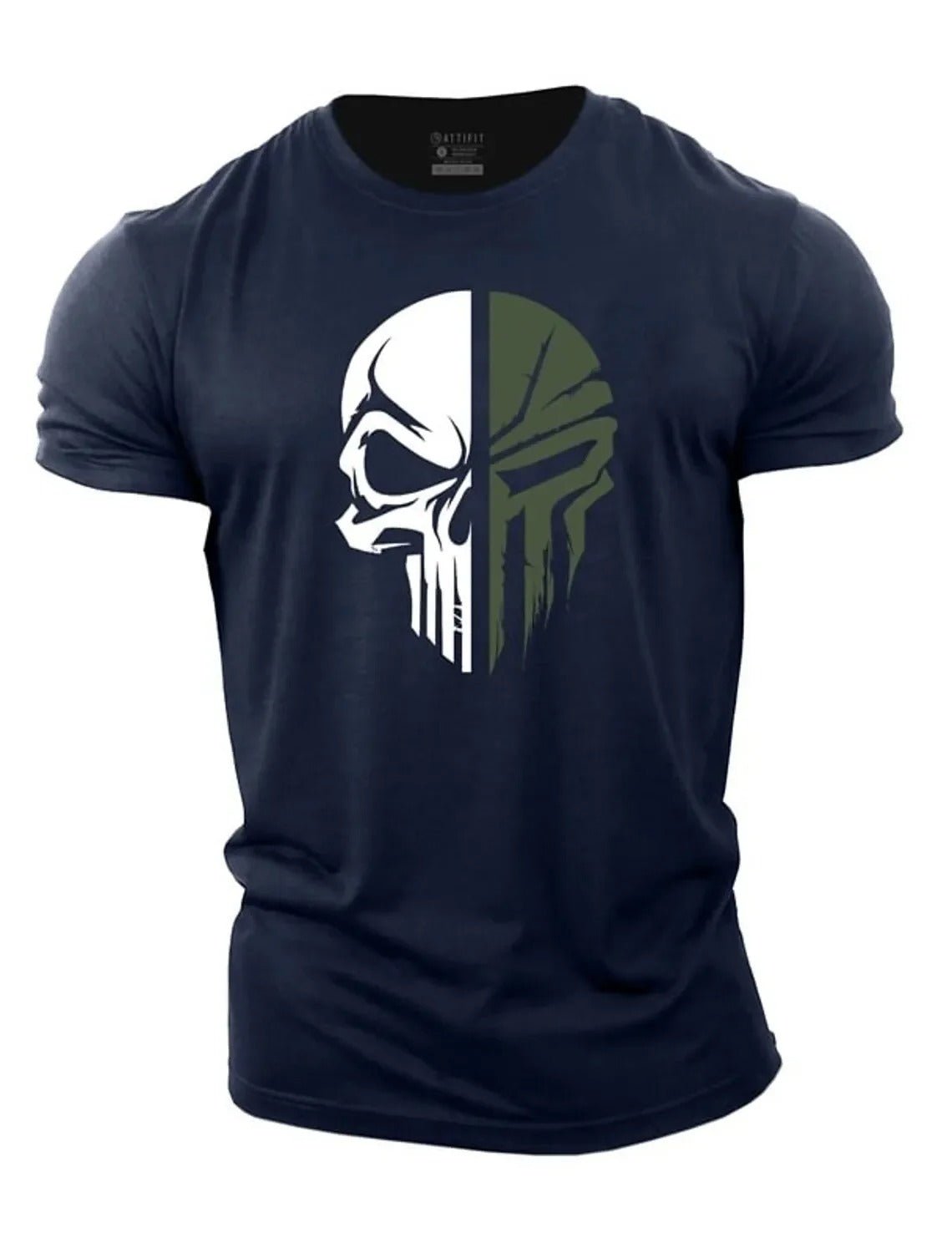 T-Shirt Homme Tête de Mort Style Militaire