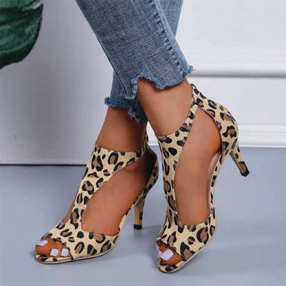 Sandales Talons Hauts en Cuir Rose pour Femmes