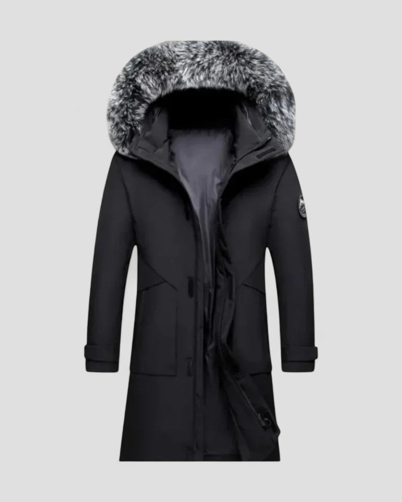 Doudoune Homme Hiver Longue Capuche Fourrure Synthétique - PanierRoyale