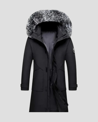 Doudoune Homme Hiver Longue Capuche Fourrure Synthétique - PanierRoyale