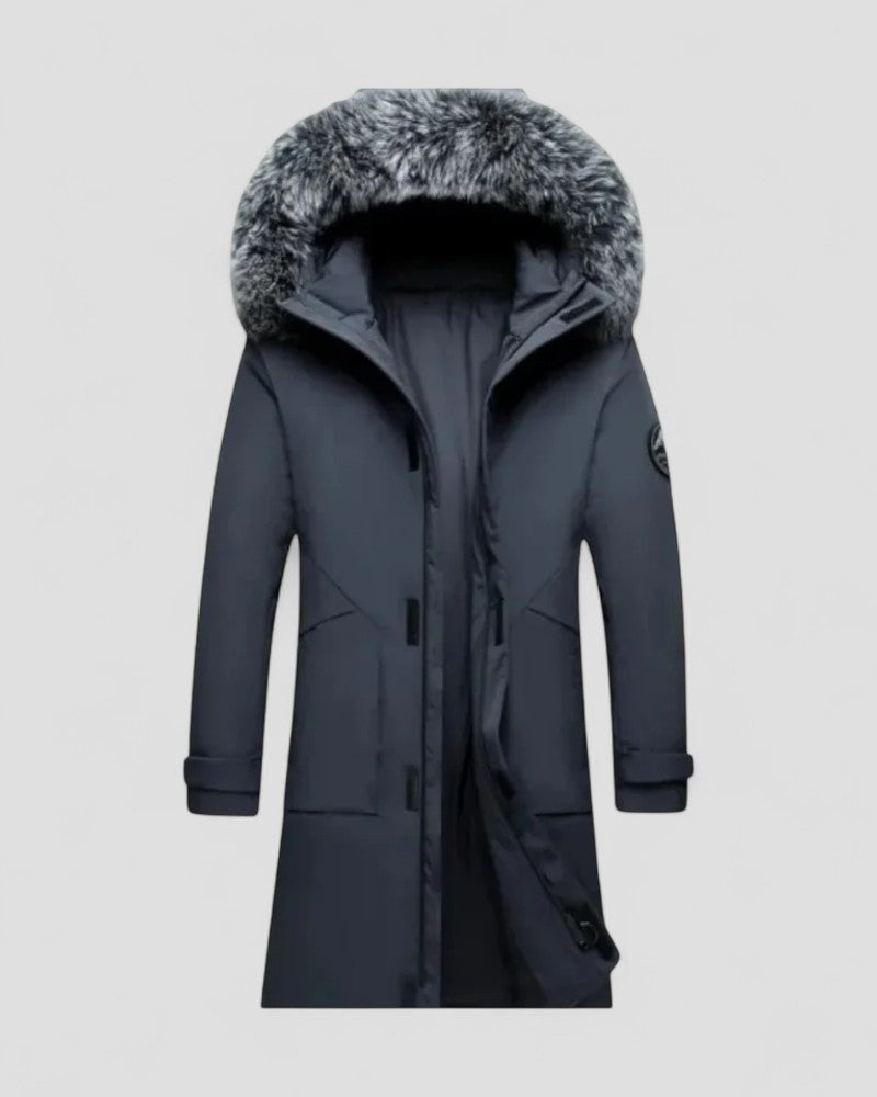 Doudoune Homme Hiver Longue Capuche Fourrure Synthétique