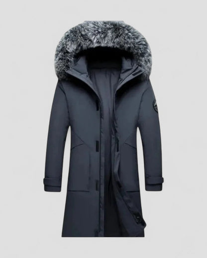 Doudoune Homme Hiver Longue Capuche Fourrure Synthétique