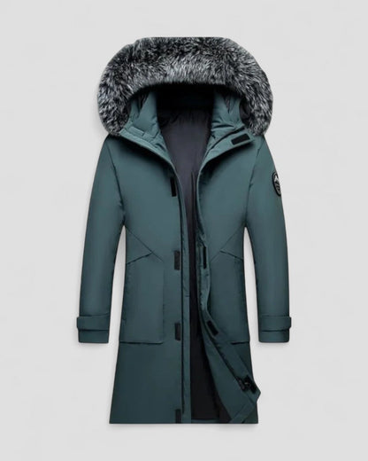 Doudoune Homme Hiver Longue Capuche Fourrure Synthétique