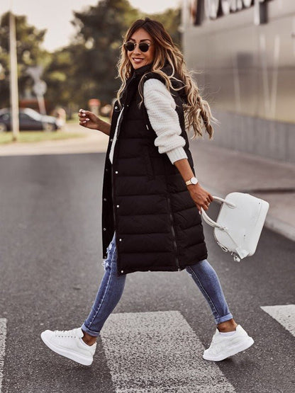 Veste d'hiver femme longue et chaude avec capuche