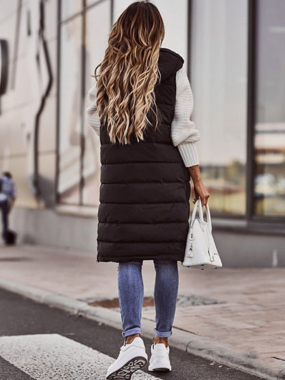 Veste d'hiver femme longue et chaude avec capuche