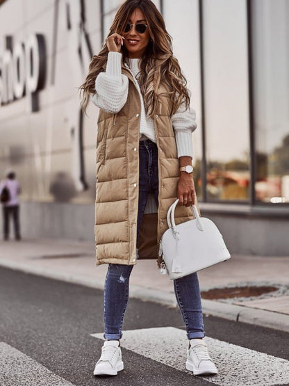 Veste d'hiver femme longue et chaude avec capuche