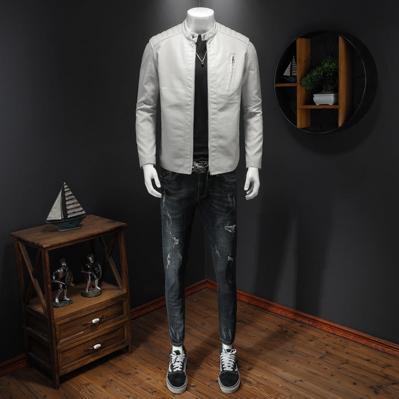Blouson Cuir Moto Homme Noir Élégant
