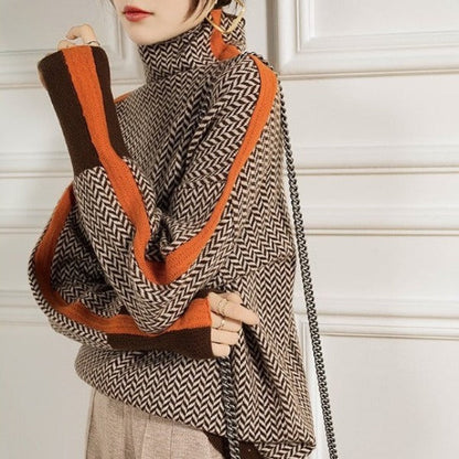 Pull Femme Col Montant Maille Chaude Coupe Moderne