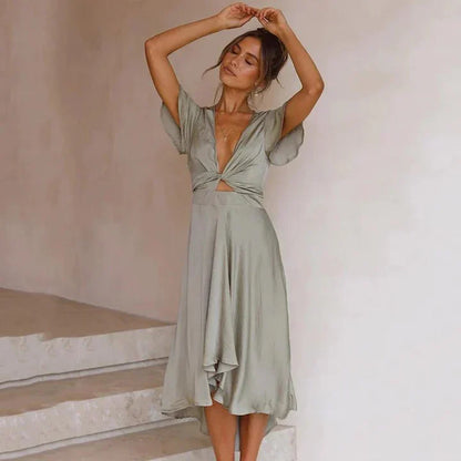 Phailin™ – Robe Longue Femme Élégante en Tissu Fluide et Léger