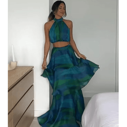 Robe Été Femme Florale Dos Nu avec Volants