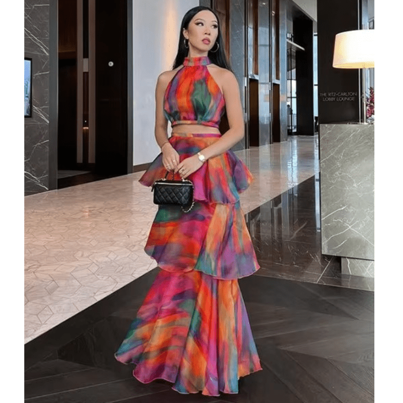 Robe Été Femme Florale Dos Nu avec Volants