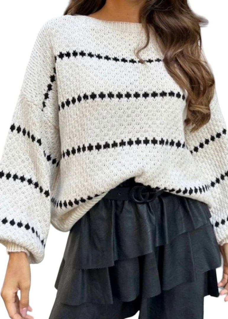 Pull Oversize Chic à Motifs Pois