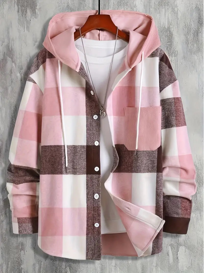 Veste à Capuche Homme Carreaux Douce et Confortable