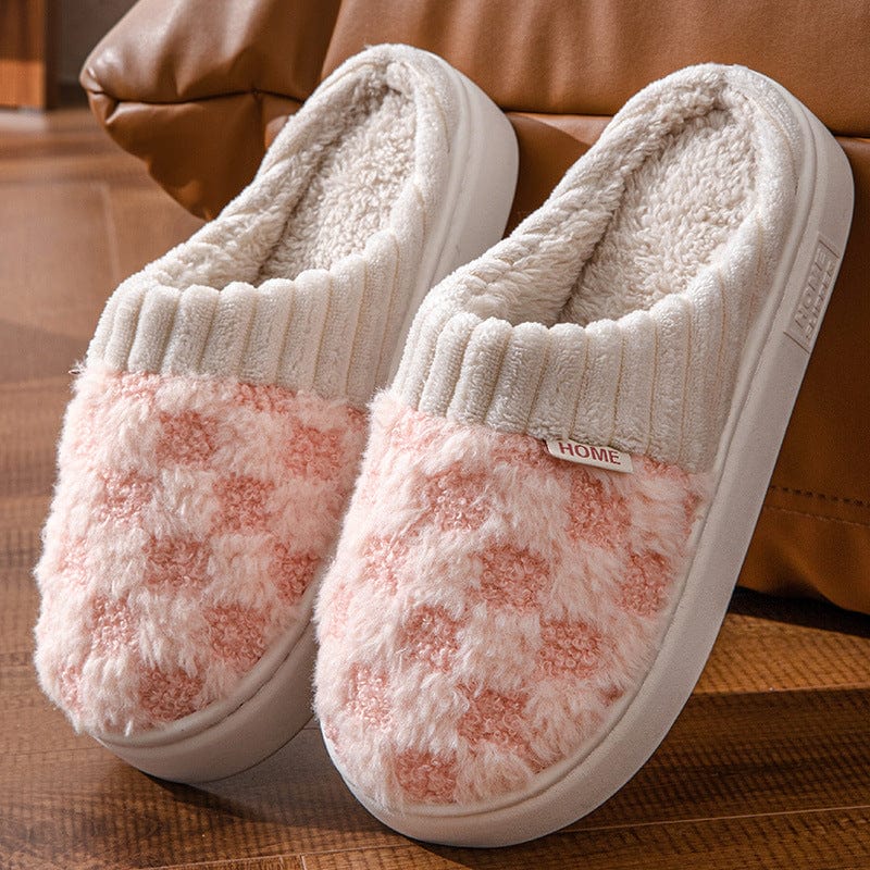 Pantoufles Chaudes et Confortables à Carreaux