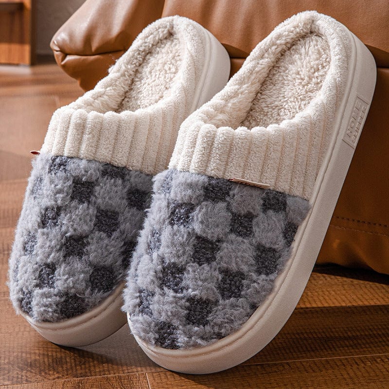 Pantoufles Chaudes et Confortables à Carreaux