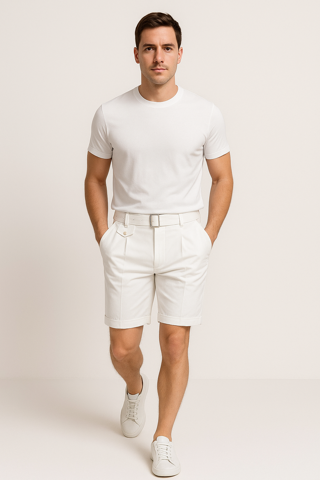 Shorts Homme Couture Plissés avec Pince