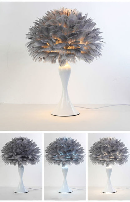 PlumaLuxe™ – Lampe de Table à Plumes Élégante Style Nordique Moderne