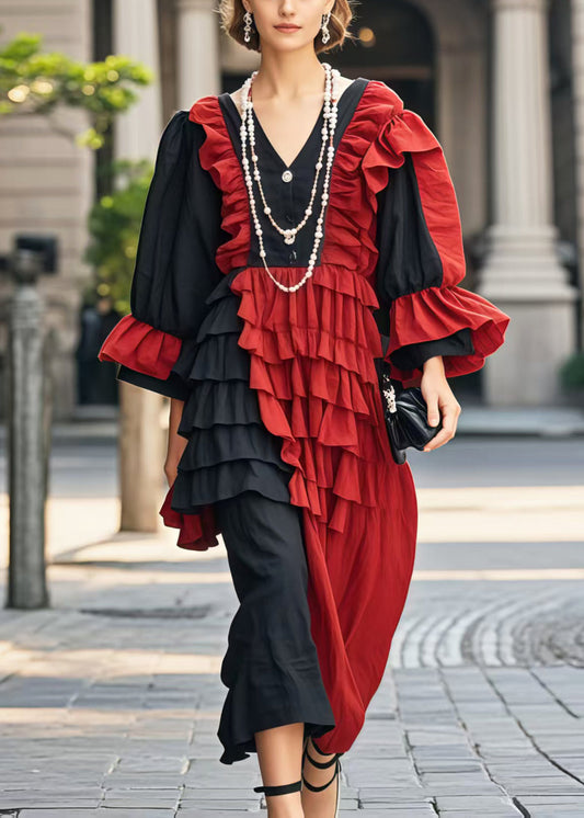Asymétrique Evening Gown avec Volants et Manches Évasées Grande Taille → Long Asymmetrical Evening Dress avec Flared Sleeves - EasyApparels