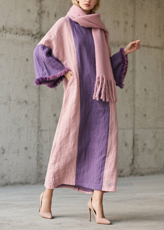 Robe patchwork en coton imprimé fauve et coloré taille grande automne - EasyApparels