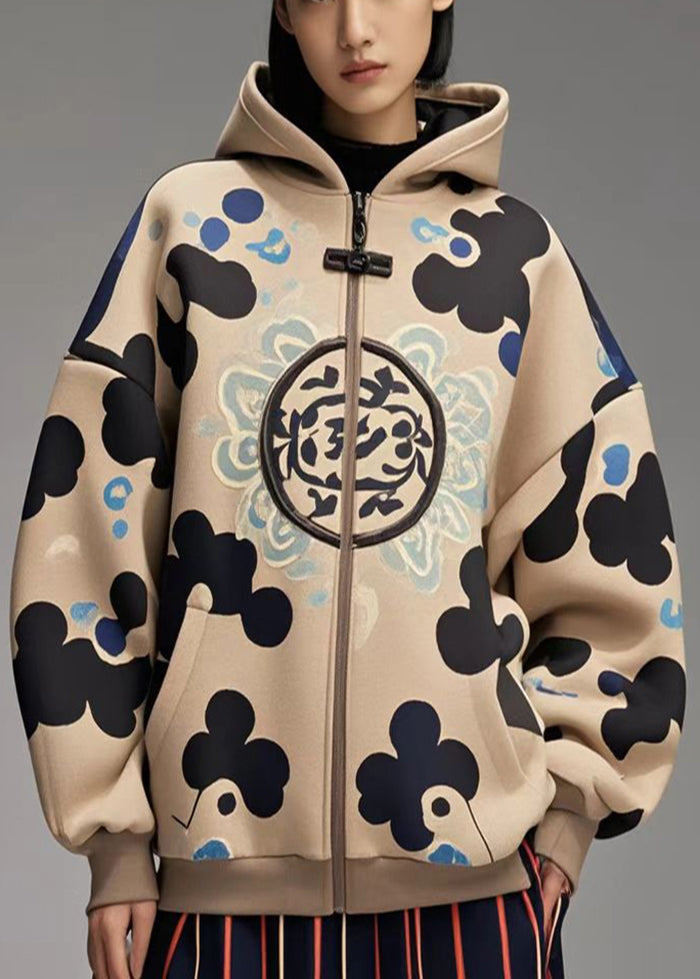 Gros sweat à capuche coton kaki taille grande automne - EasyApparels